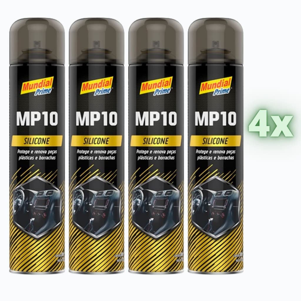 4Un - Silicone Spray 300ml  Couro Borracha Plástico Carros Usos Diversos Mundial Prime