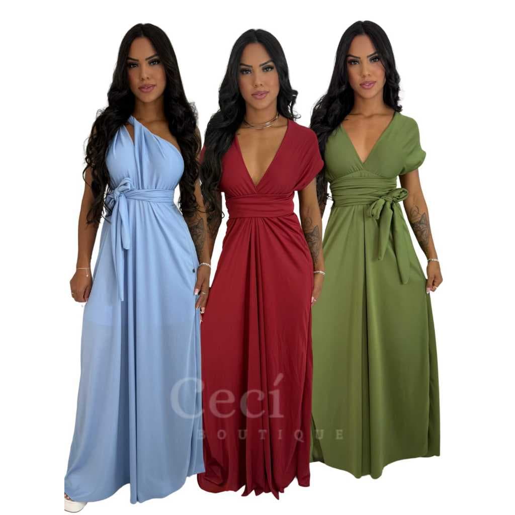 Vestido Longo Casamento Formaturas Madrinhas Multiformas Lindo e Elegante Varias Formas De Amarrar