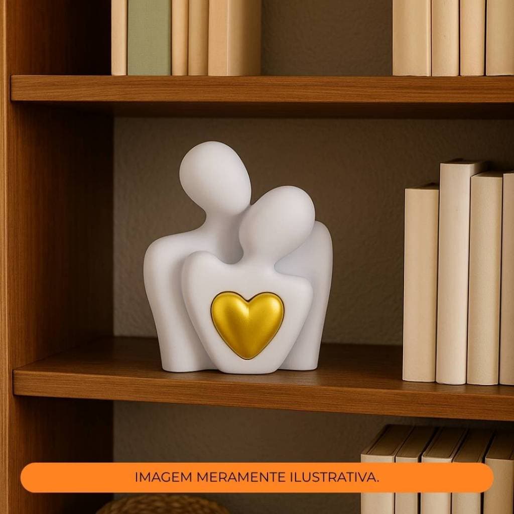 Enfeite Decorativo Casal Apaixonado com Coração Escultura Moderna para Sala ou Quarto | Presente