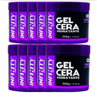 Kit 10x Gel Cera Capilar Infinity 500g | Fixação Flexível | Hidratação | Sem Frizz | Efeito Natural Profissional