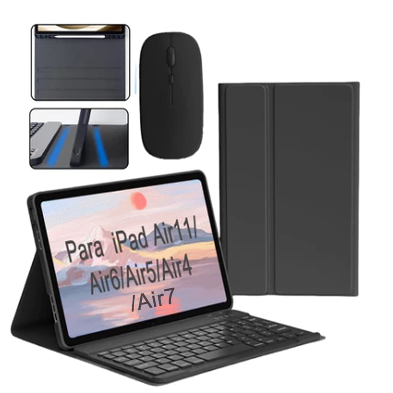 Capa para tablet para iPad Air11/Air7/Air6/Air5/Air4 com teclado quadrado ABNT2 e mouse sem fio