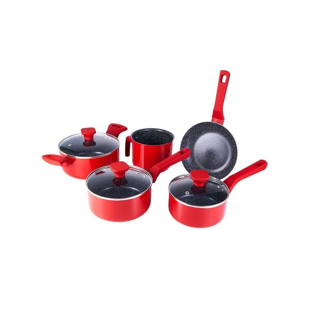 Jogo De Panelas Pratic Cook Red Revestimento Cerâmico Antiaderente Indução 5 Peças Mimo Style