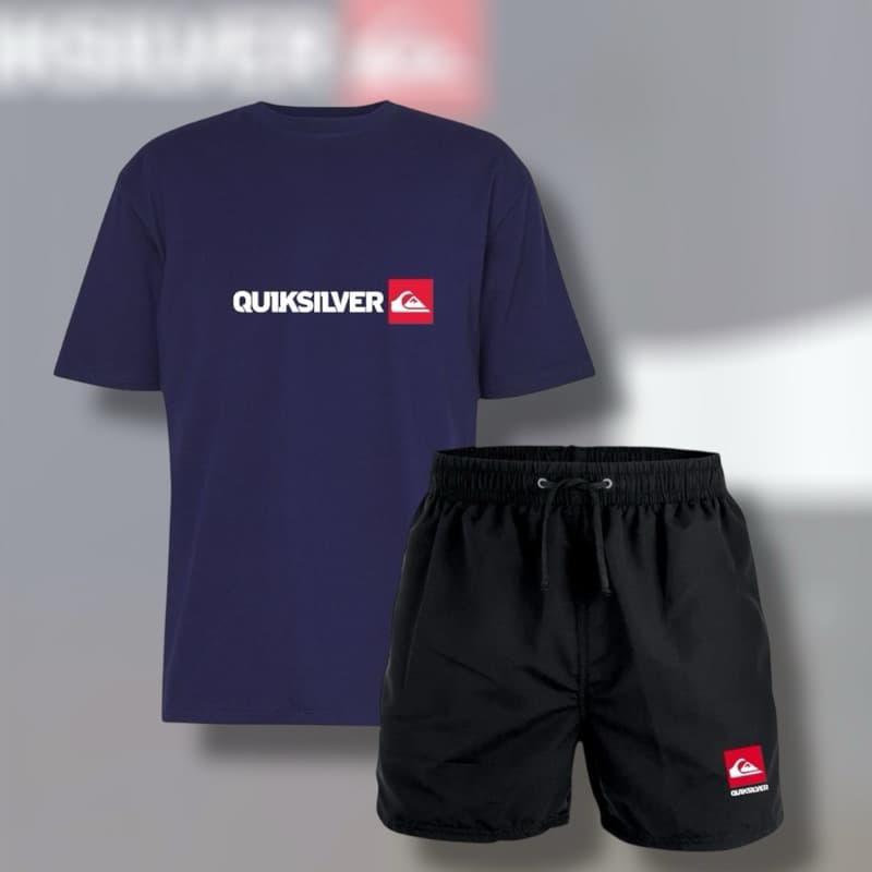 conjunto masculino camiseta 100% algodão fio 30.1 + Bermuda tectel praia Quiksilver