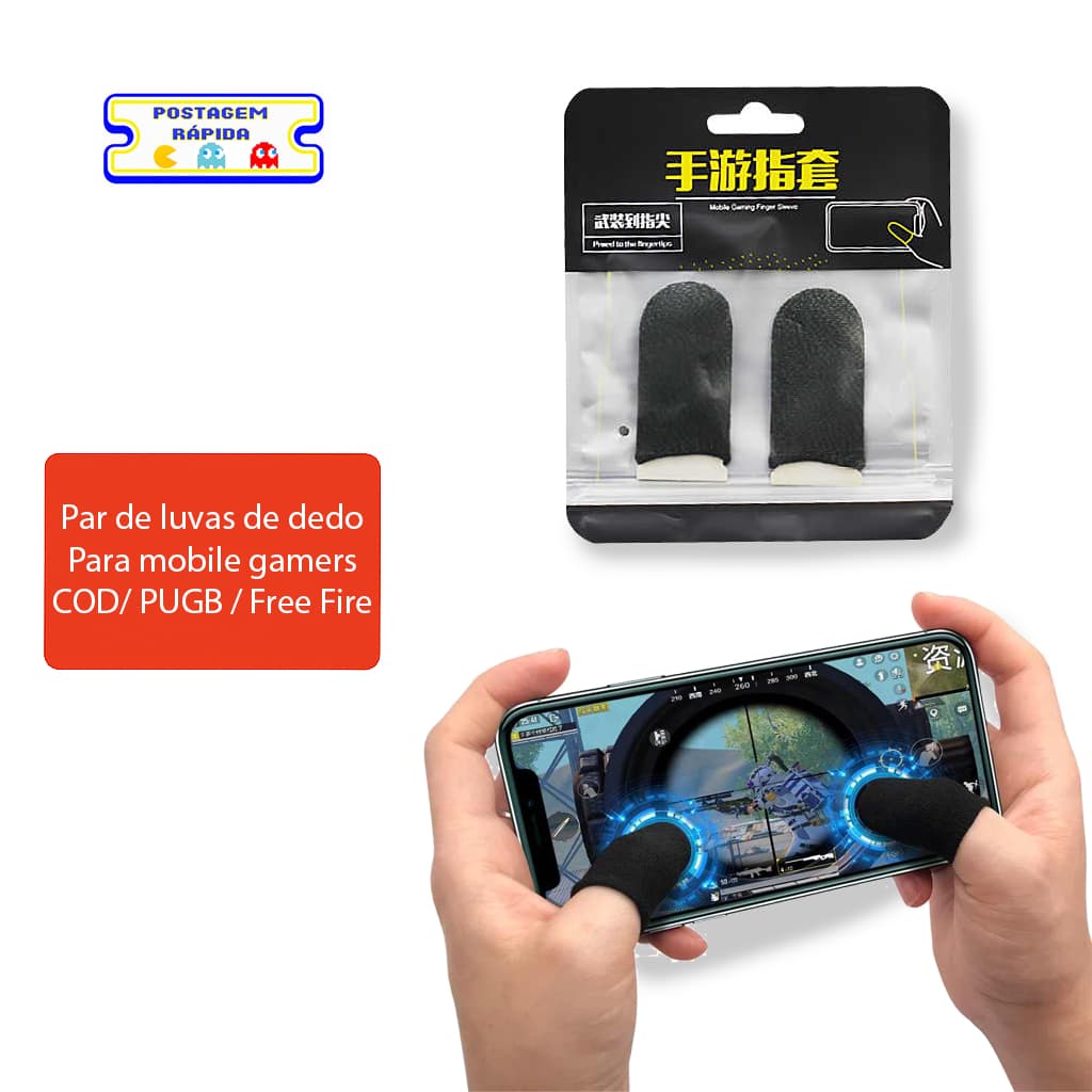 Luva Dedo Gamer Free Fire PUBG Mobile Antissuor Alta Sensibilidade Par