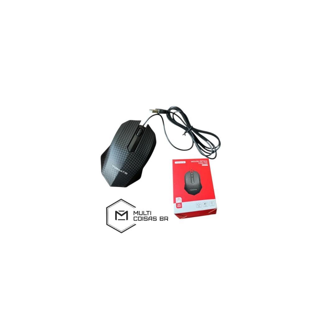 Mouse Óptico com Fio USB Tomate MMo-003 PRETO USB Plug e Play Design ergonomico