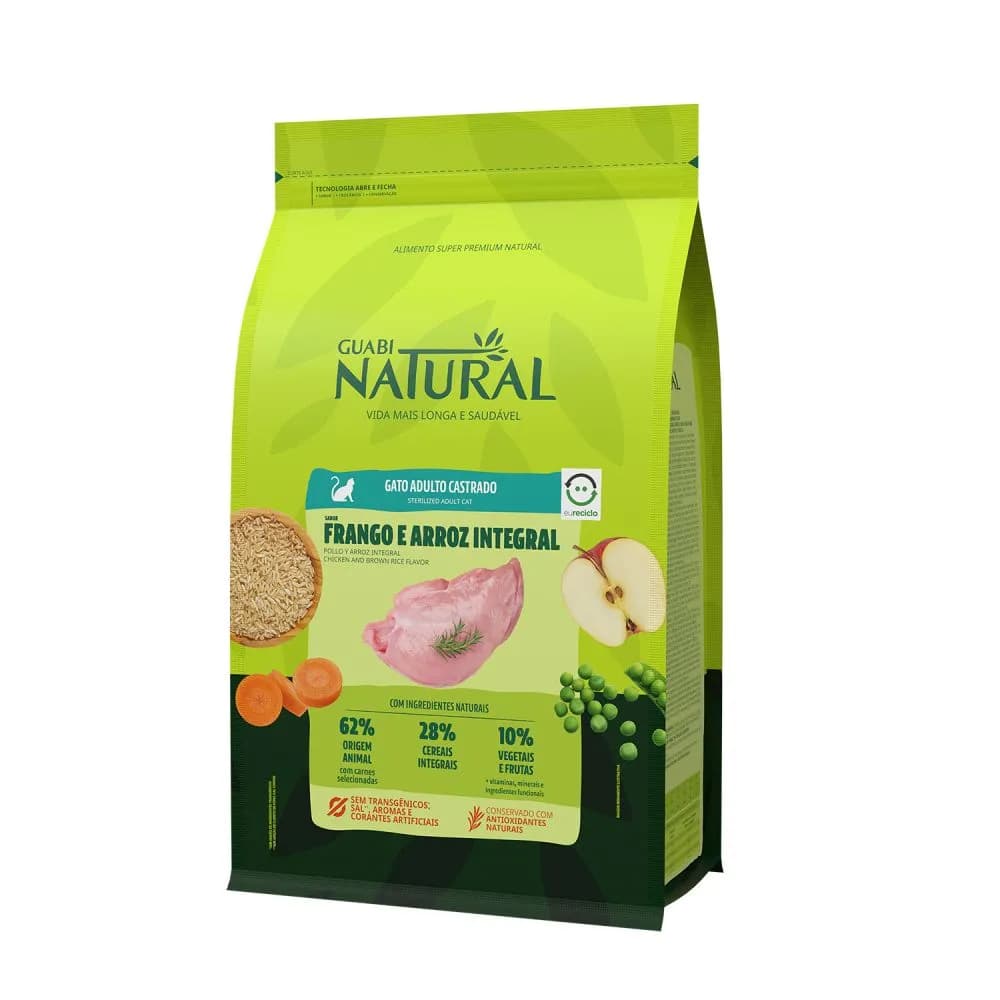 Ração Guabi Natural Gato Castrado Frango 7,5kg