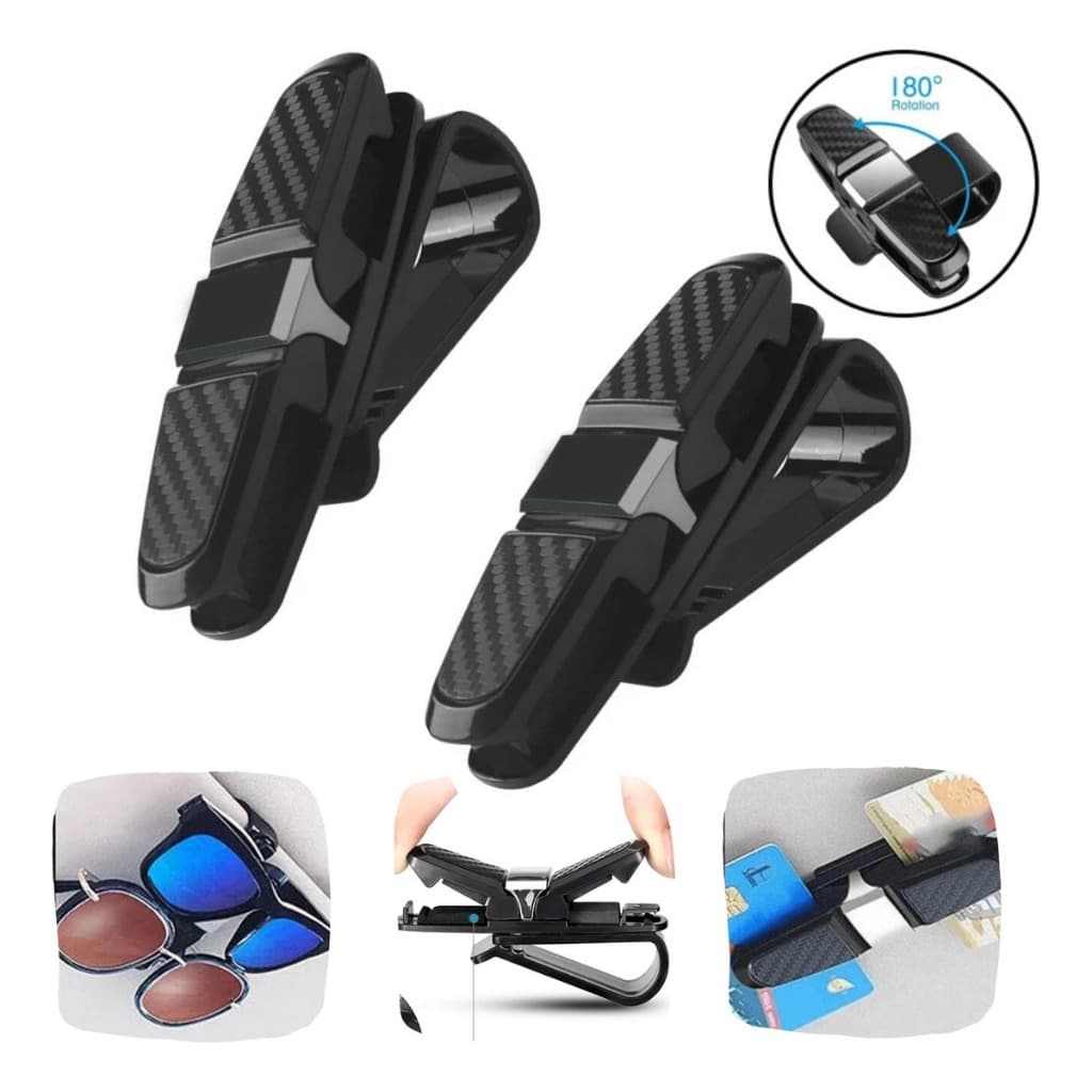 Suporte Porta Oculos Carro Quebra-sol Universal Clip Giratório Organizador Veicular Anti risco Acessório