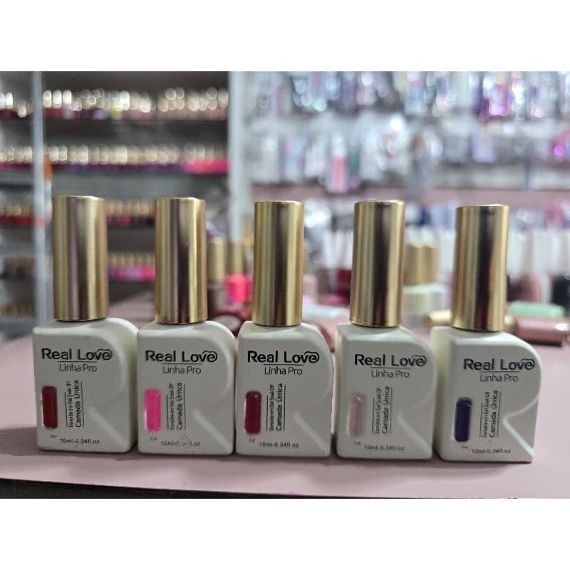 Kit 5 esmaltes Gel Led/Uv Camada Única Real Love cores sortidas