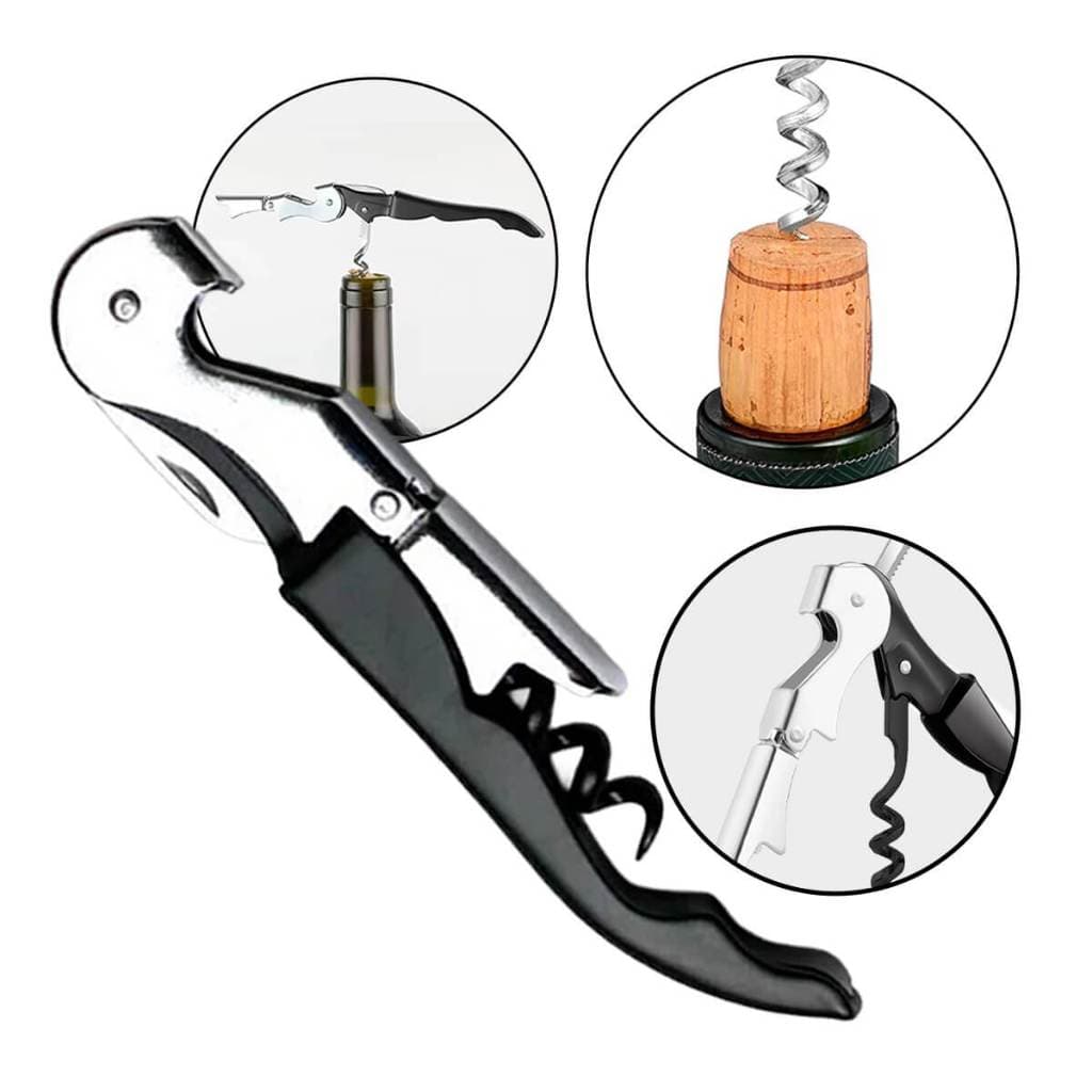 KIT 2 Saca-Rolhas Com Abridor De Vinho E Rompedor De Lacres