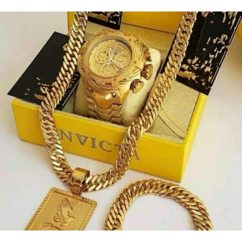 Relógio masculino thuntherbolt dourado funcional banhado a ouro  os top na promoção