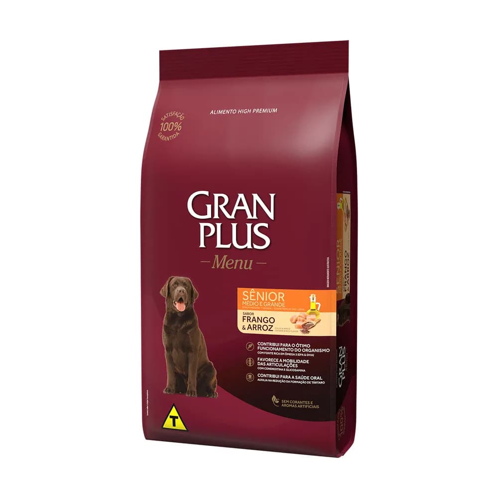 Ração Gran Plus Menu Cães Sênior Médio e Grande Frango 15kg