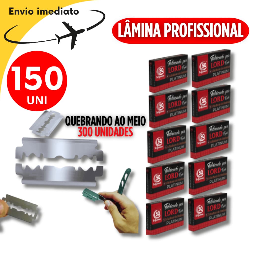 Jogo 150 Lâminas  inox Profissional para Barbeiros Cabelereiros Qualidade Garantida Lord Platnum