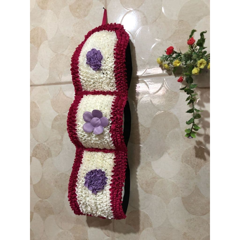 Porta papel higiênico matelado suporte para 3 rolos com deltalhes em lese 70x16
