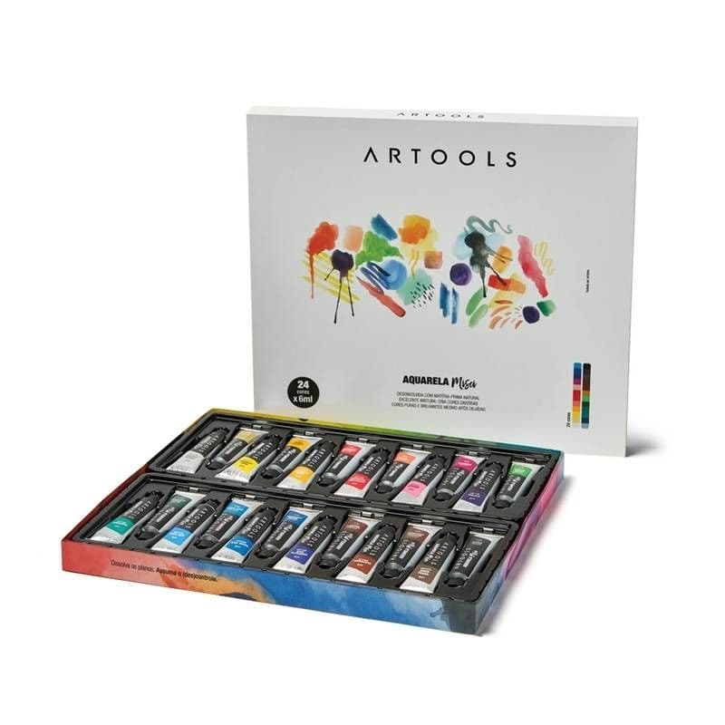 Estojo Aquarela Bisnaga Misci - 6ml - Conjunto C/24 cores - Artools
