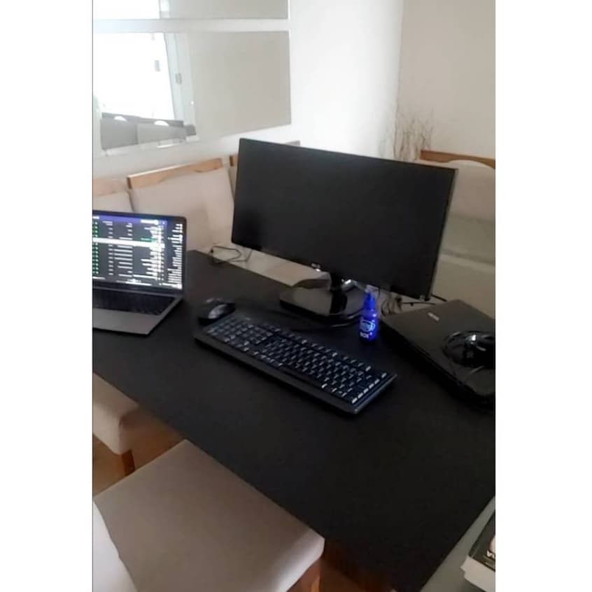 Mouse Pad Desk Pad Couro Ecológico 120X60cm Design Minimalista Preto (Black)