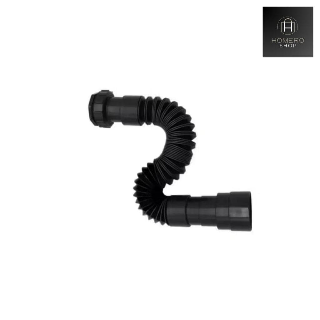Sifão Lavatório Cuba Sanfonado Extensivo Flexível Black Com Canopla Universal Pia Banheiro Cozinha 70cm