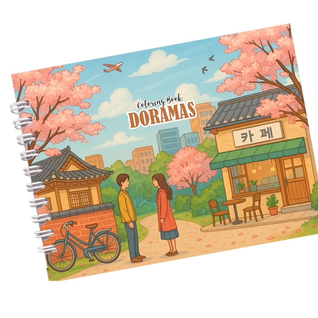 Livro de Colorir Dorama Kdrama A5 Capa Dura 50 Folhas Grossas com Acetato com ou sem Nome