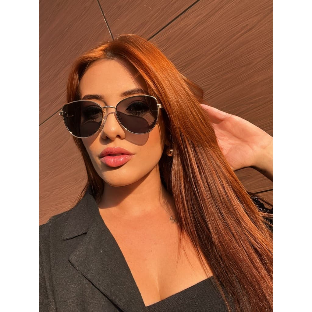 Oculos de sol Feminino Metal Retro Moda lente uv400 lateral detalhe Moderno - Bahamas