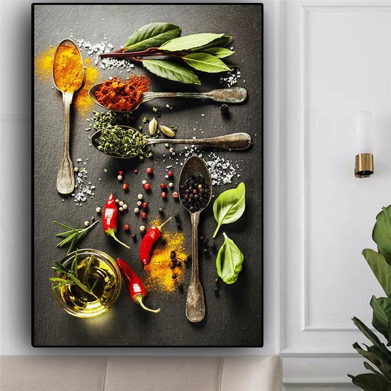 Quadro Decoração para cozinha 1 peça Temperos ervas aromáticas Moderna