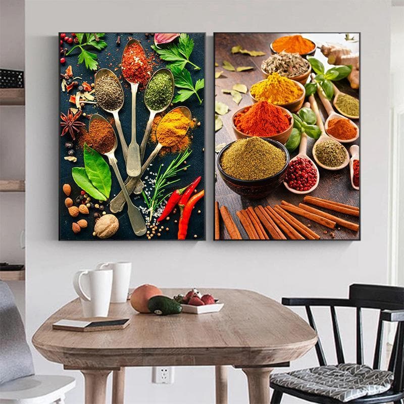 quadro decorativo 2 peça cozinha colher talher moderno estilo