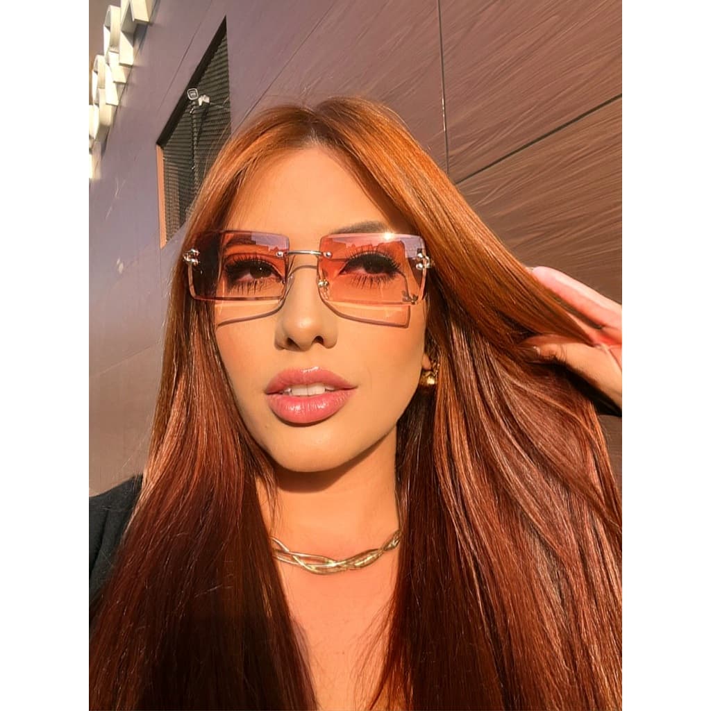 Óculos de sol  sem aro feminino Quadrado Vintage lançamento tiktok - Paty
