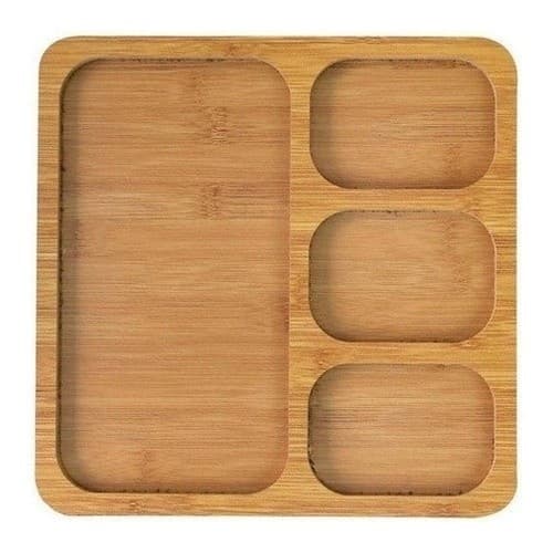 Tábua para Petisco com 4 Divisórias - Frios, Aperitivos, Salgadinhos - Petisqueira