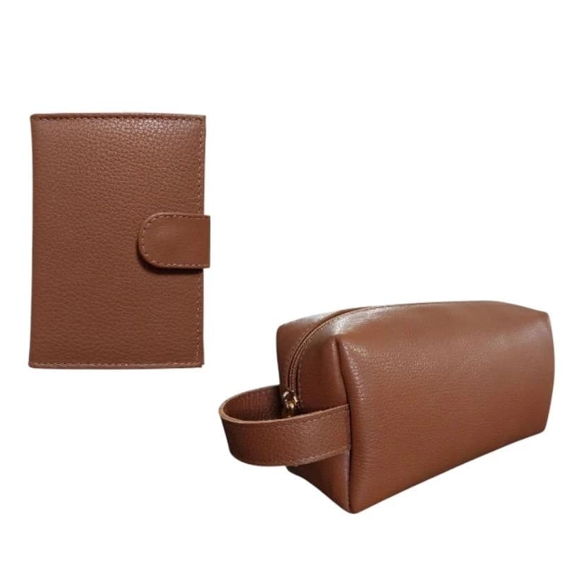 KIT FEMININO EM COURO = CARTEIRA+NECESSARIE COURO LEGÍTIMO CABE CARTÕES DOCUMENT0S CNH RG ESPAÇOSA LINHA LUXO ELEGANTE