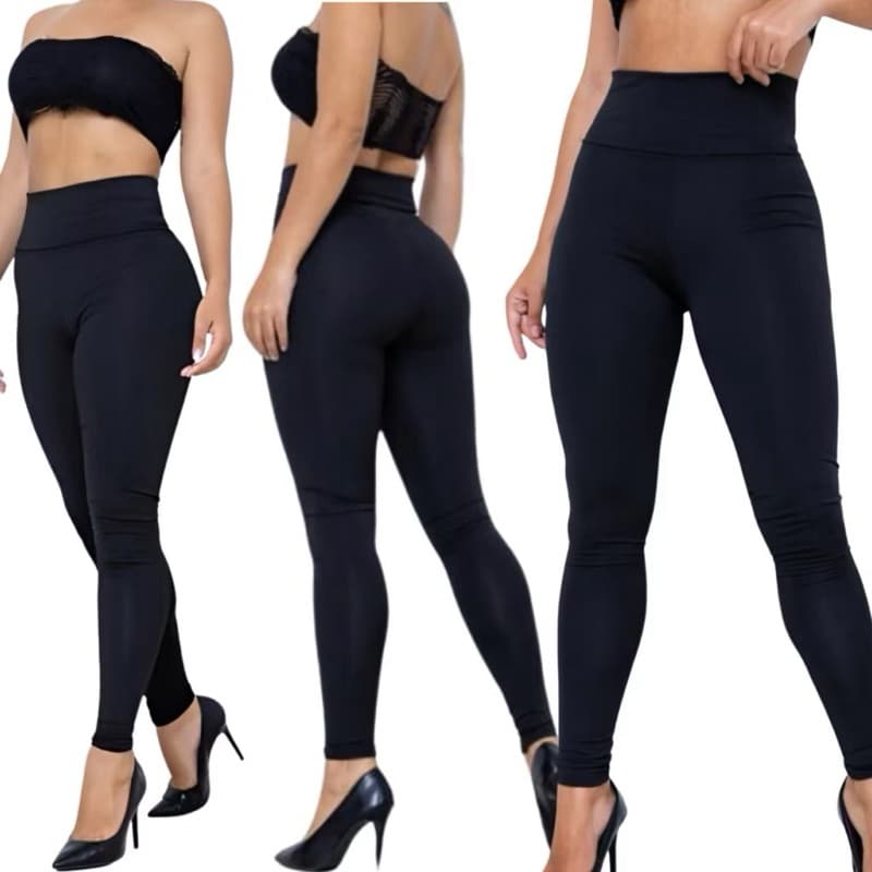 Calça Legging Grossa Cintura Alta Zero Transparência Legging Academia Feminina Fitness Dia a Dia Preta