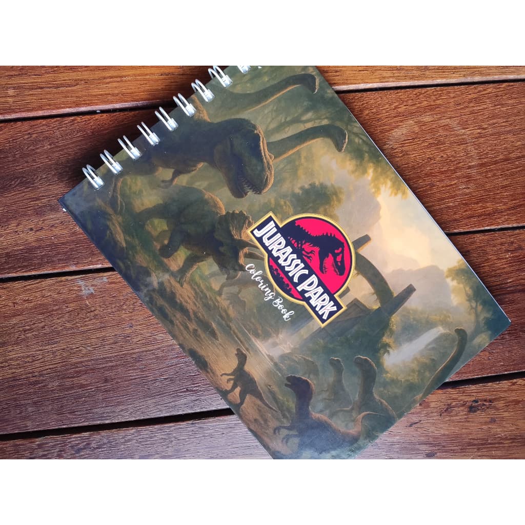 Livro de Colorir Jurassic Park A5 Capa Dura 50 Folhas Grossas com Acetato com ou sem Nome
