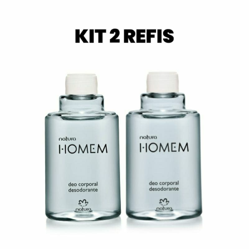 Kit(2x. und) Refil desodorante corporal Homem Masculino 100 ml cada, Amadeirado moderado, Natura Cosméticos, Origina