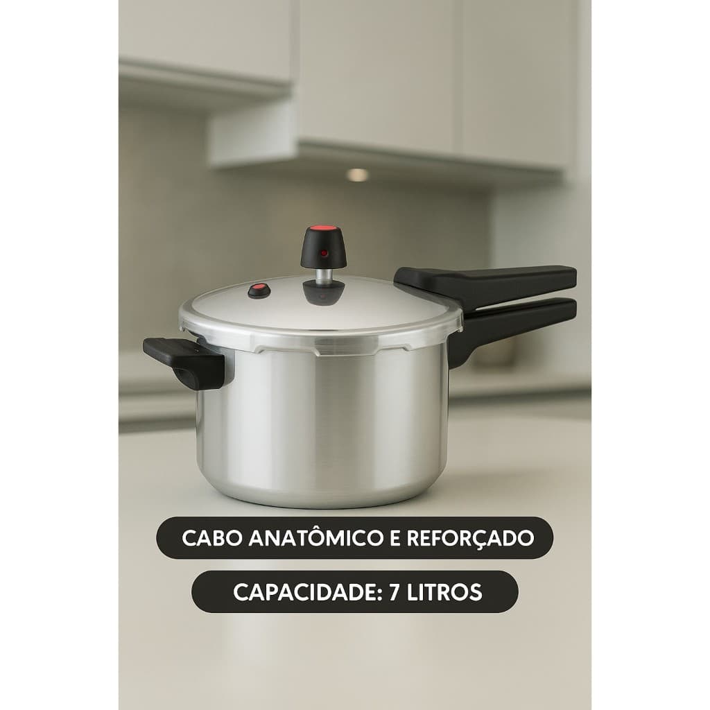 Panela de Pressão 7 Litros Fechamento Externo Cozimento Rápido