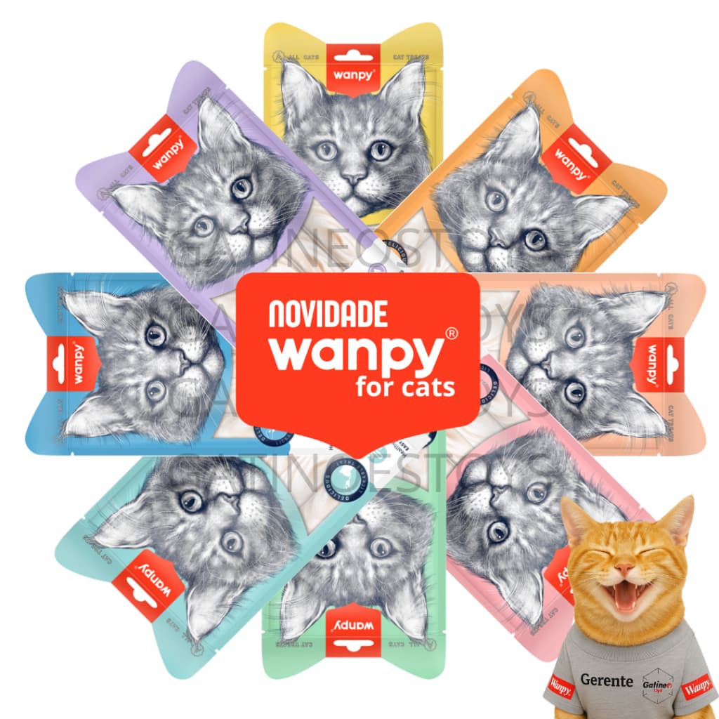Petisco para Gato Wanpy Truly Creamy Churu Cremoso Sabores Diversos Pote ou Display com 30 ou 60 tubos de 14gr Wanpy