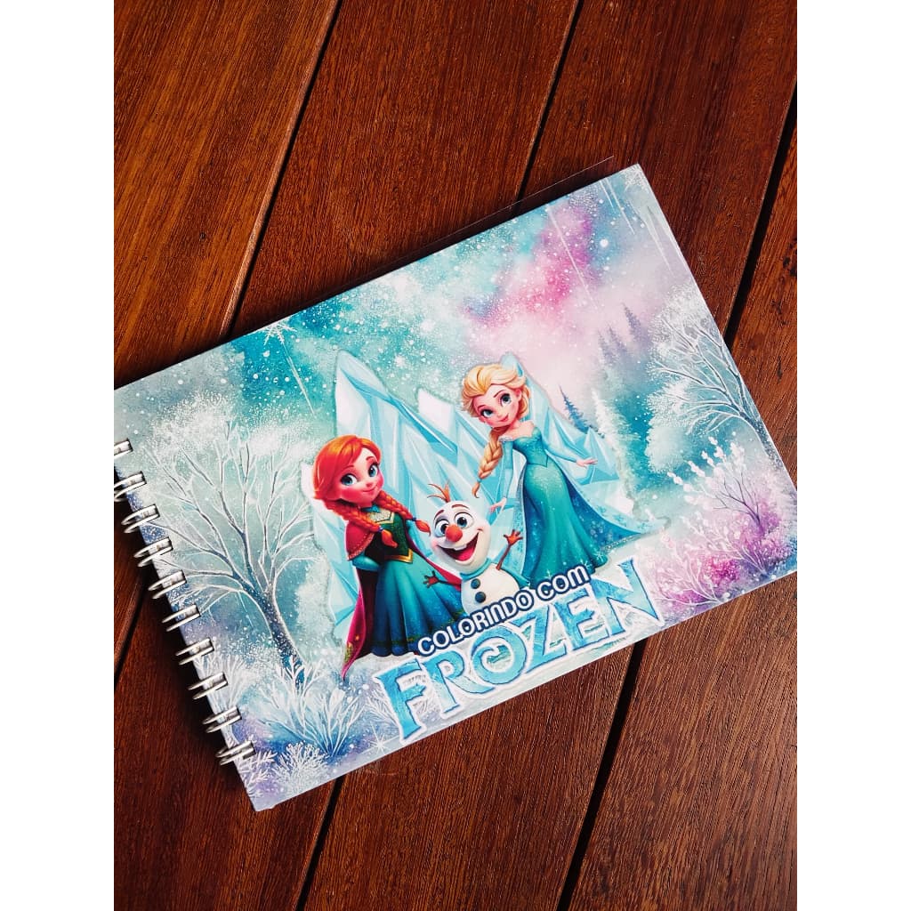 Livro de Colorir Frozen A5 Capa Dura 50 Folhas Grossas com Acetato com ou sem Nome