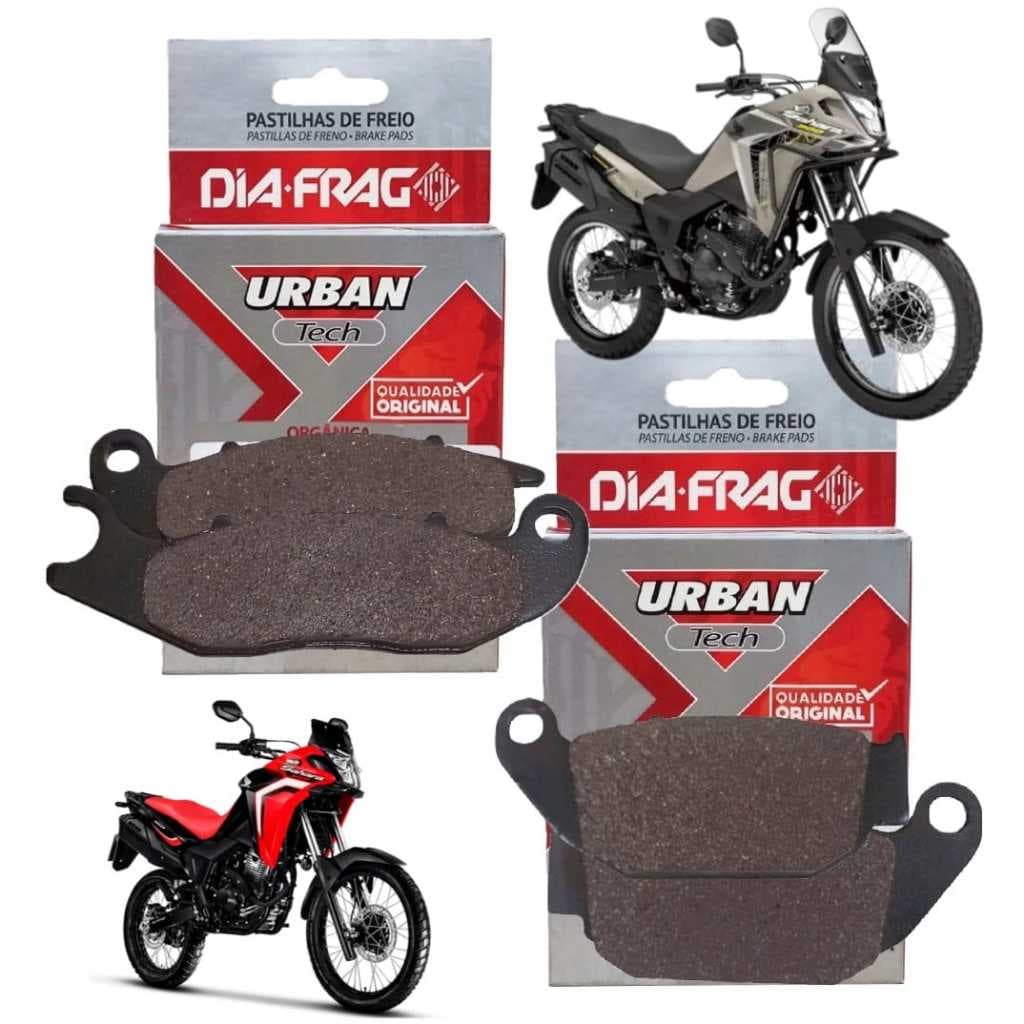 Kit Pastilhas De Freio Dianteira e Traseira Moto Honda Xre 300 Sahara COM ABS 2024-2025 Diafrag