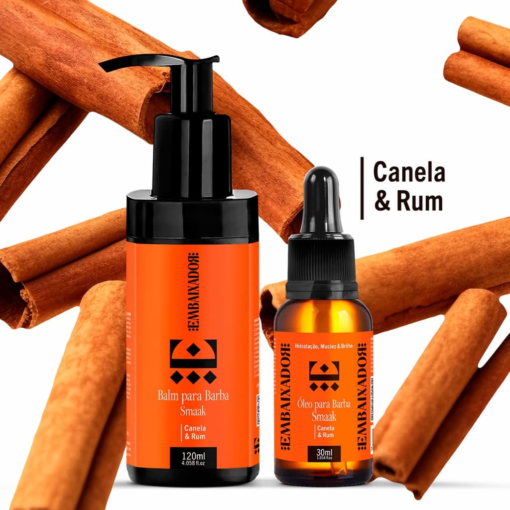 Kit para Barba Smaak Canela & Rum Embaixador -  Óleo e Balm para Barba