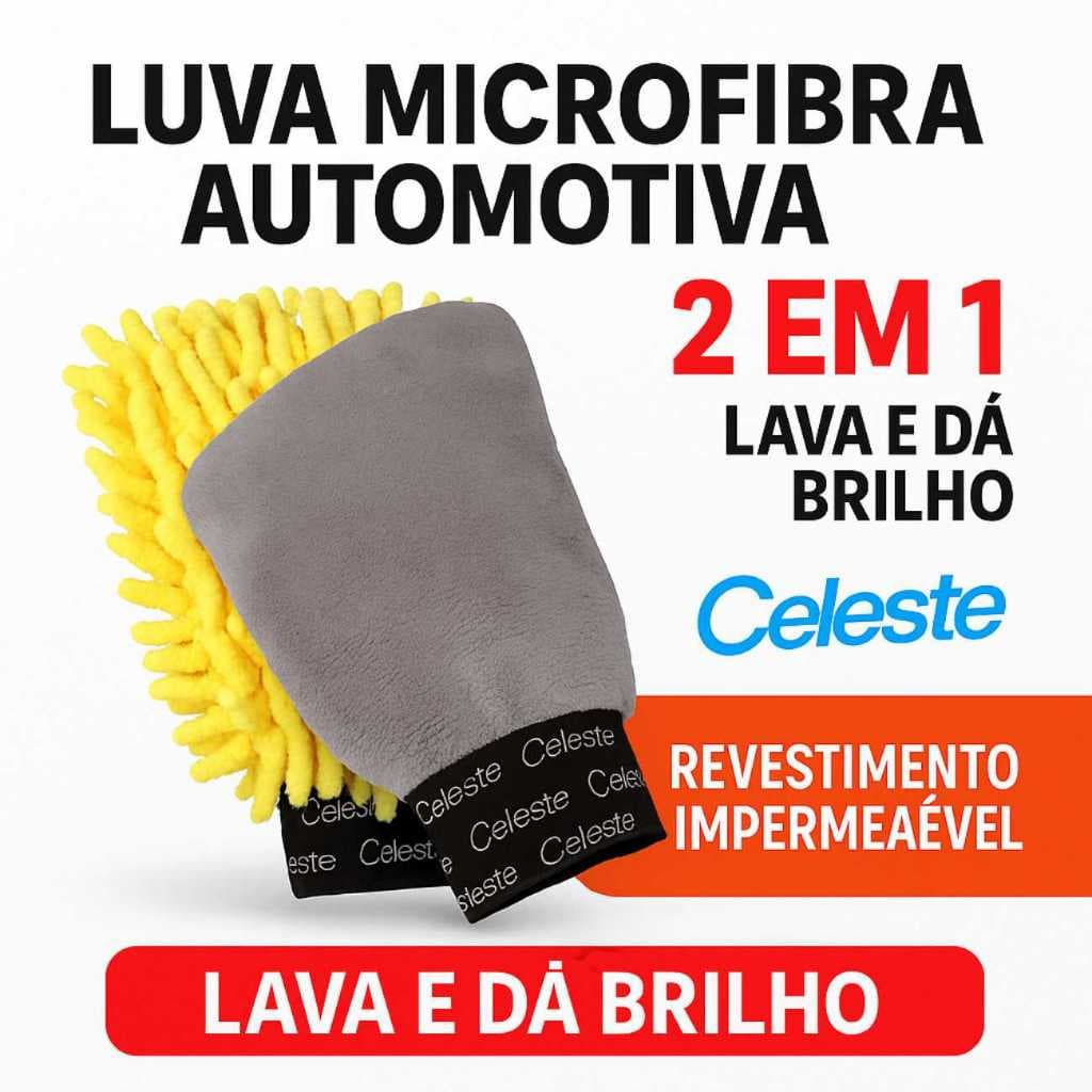 Luva em Microfibra para Limpeza em Geral Forrada Lavagem e Polimento Para Veículos