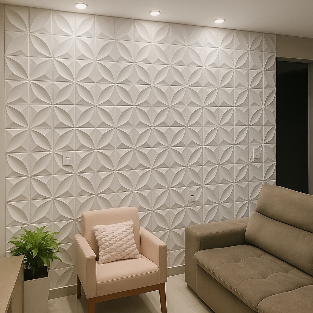 Kit 100 Placas PVC 3D 25x25cm Revestimento de Parede Para Quarto, Sala e Cozinha - Envio Imediato