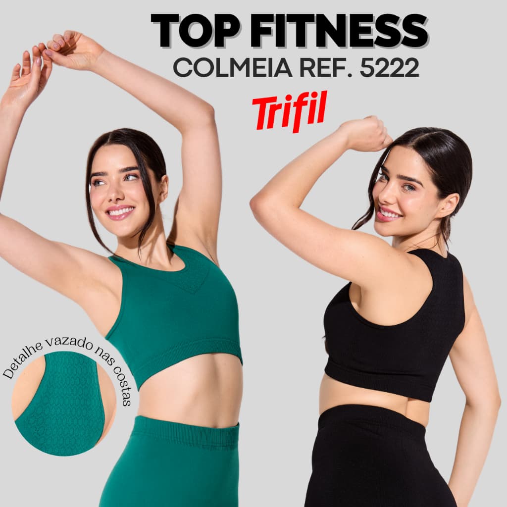 Top Fitness Trifil Colmeia Sem Costura Esportivo Feminino Resistente Alça Larga de Alta Performance