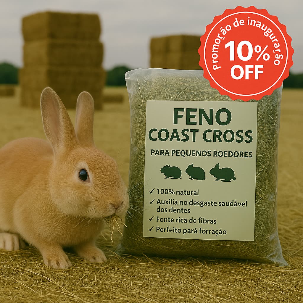 1kg Feno Coast Cross Premium, Para Coelhos, Porquinho Da Índia e Roedores