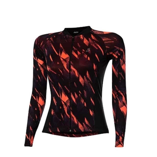 Camisa Ciclismo Feminina Manga Longa Laranja Shadow Savancini (309)