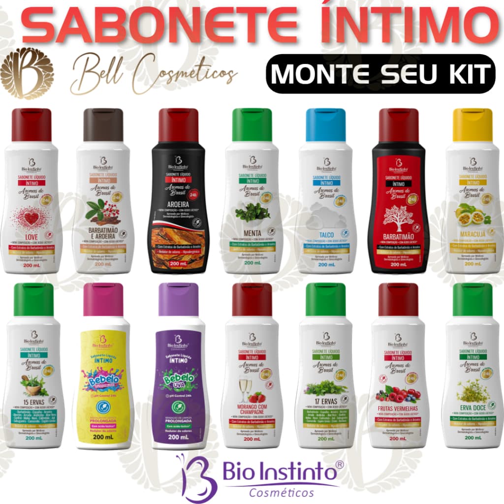 Kit 03 sabonete íntimo feminino liquido 200 ml Bio Instinto