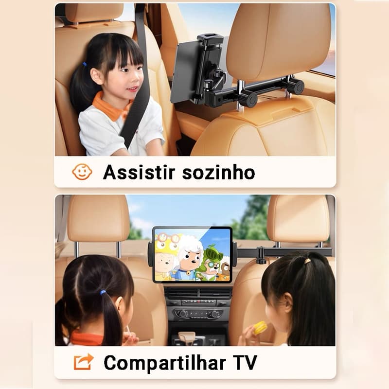 Suporte Celular E Tablet Regulável Uso Encosto Banco Veiculo Rotação Da Tela De 360º Universal Extensível