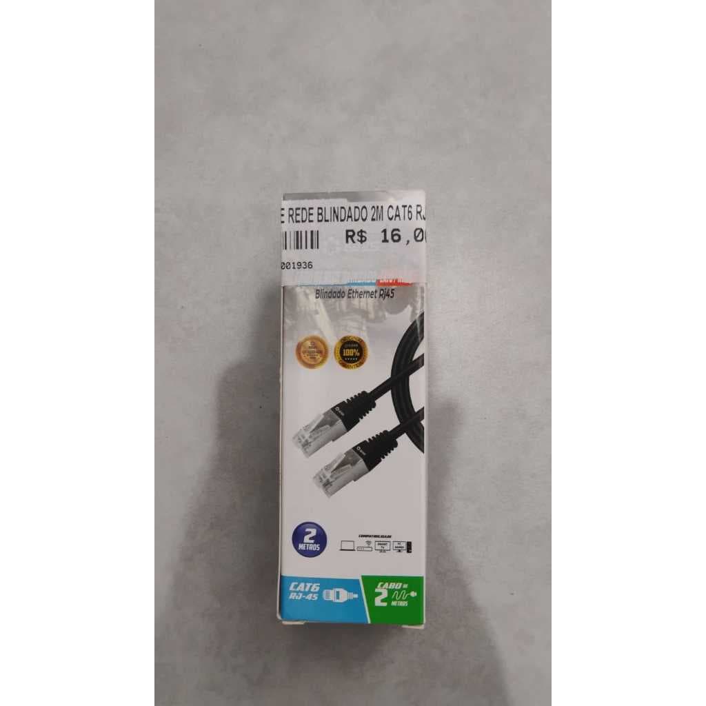CABO DE REDE BLINDADO 2M RJ45 CAT6