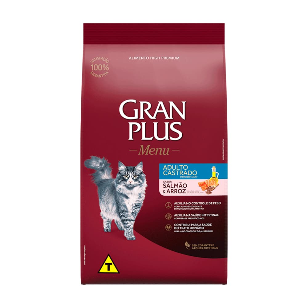 Ração Gran Plus Gatos Menu Castrados Salmão 3kg