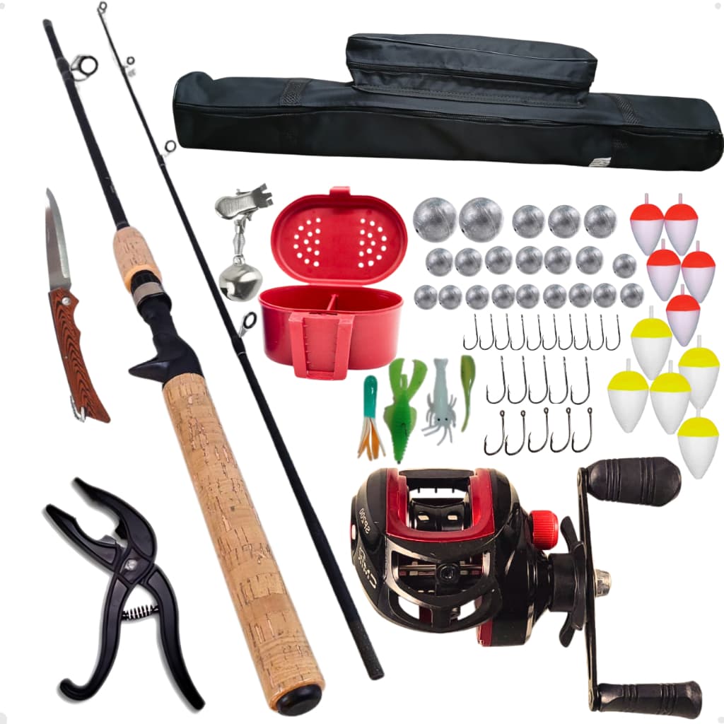 Kit Pesca Completo Profissional Bolsa Vara para Carretilha 1,50mts mais Carretilha