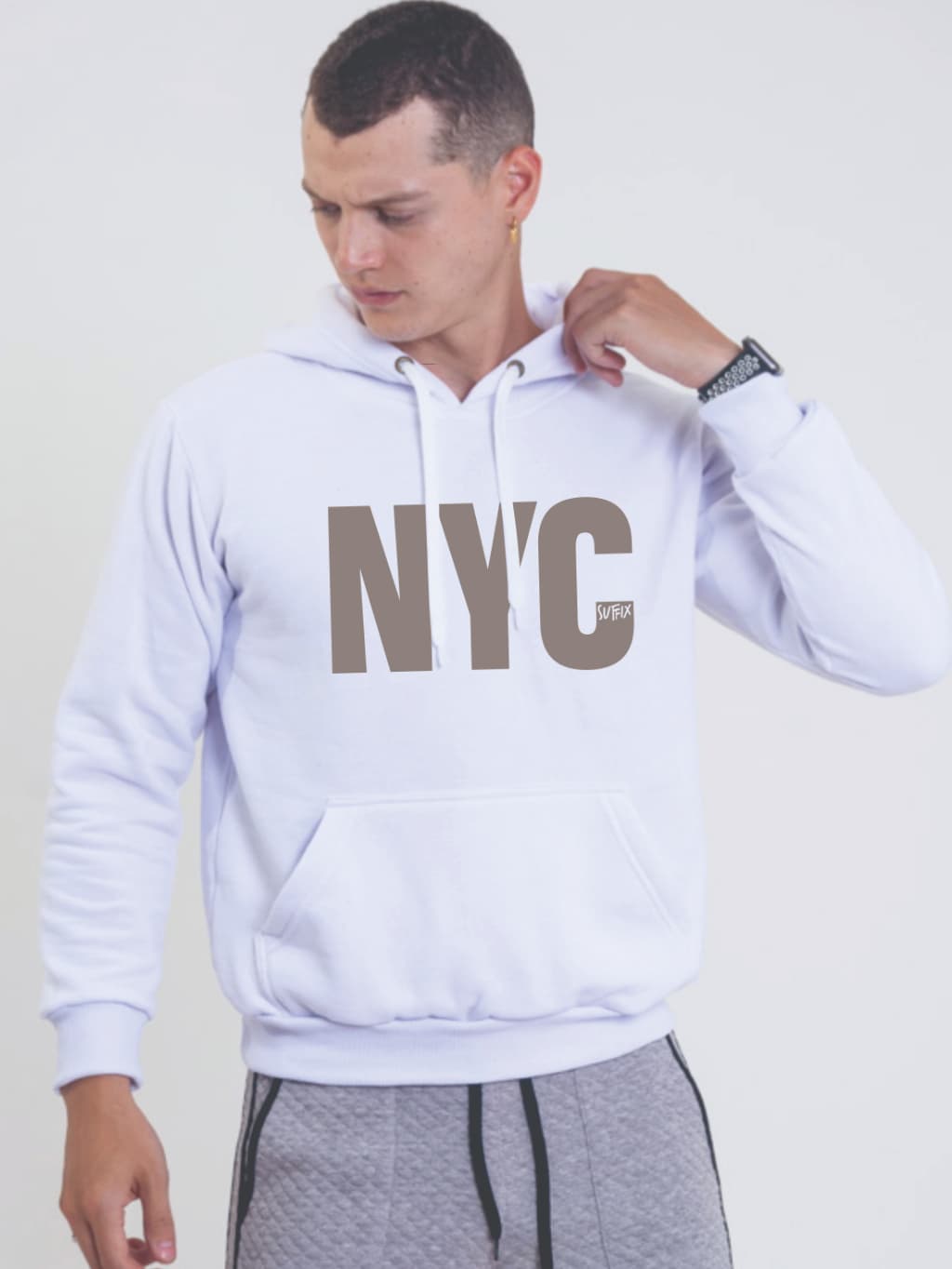 Blusa De Frio Moletom Grosso Masculino New York Bolso Canguru Capuz Ajustavel