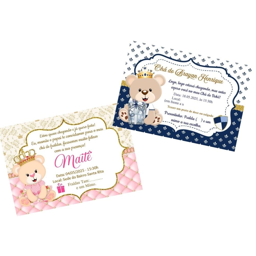 Kit convite para Chá de Bebê quantidade a escolher