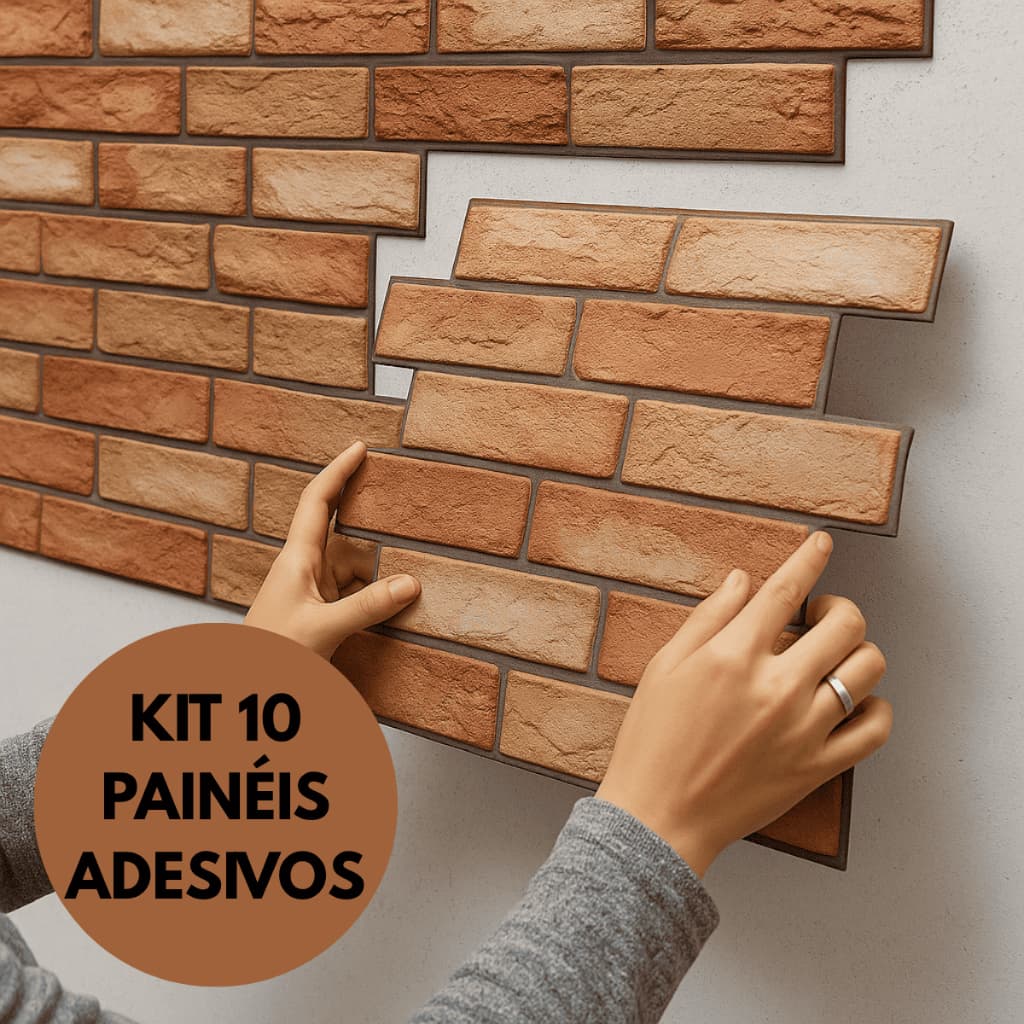 Kit 10 Unidades Painel 30x30 Adesivo 3d Tijolinho Marrom