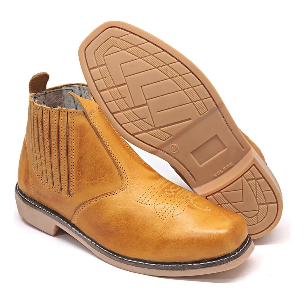 Bota Botina Country Masculina De Elástico Masculina Em Couro Legítimo