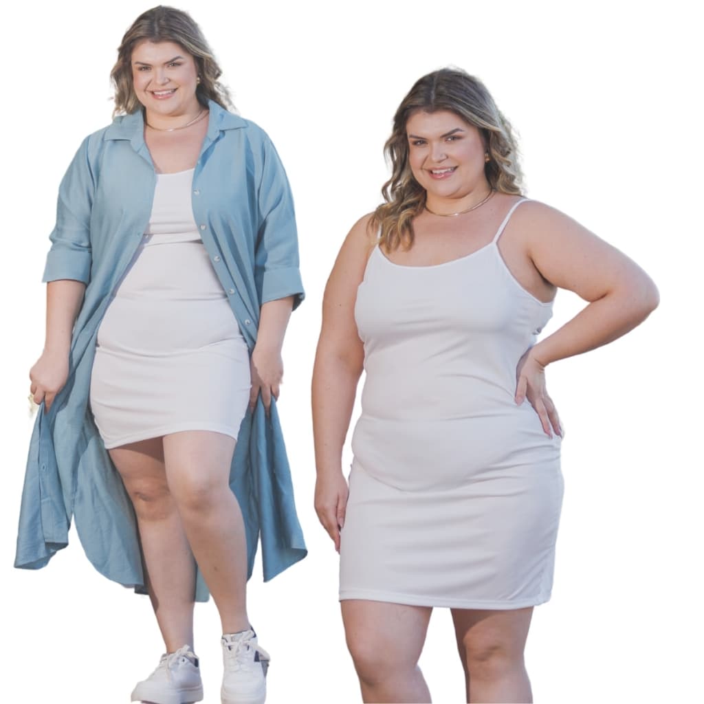 Vestido Segunda Pele Forro Uso Por Baixo Gabinete Anágua Lisa Básica e Versátil Feminino Plus Size transparente 3078A